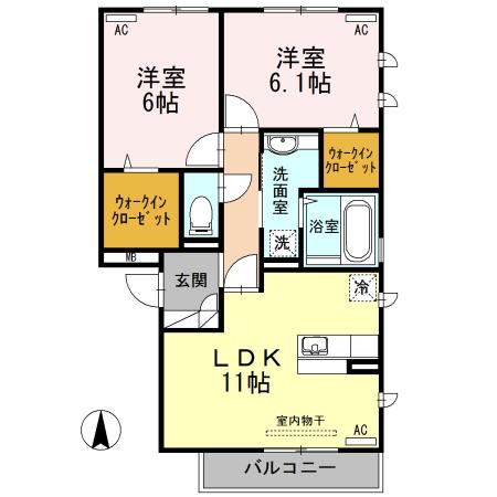 アルページュ大森 E棟(2LDK/3階)の間取り写真