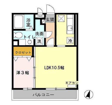 オーベルジュ(1LDK/1階)の間取り写真