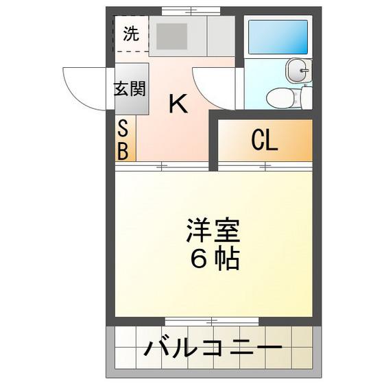 FORTUNA N棟(1K/2階)の間取り写真
