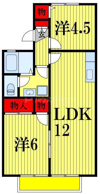 アリュールB(2LDK/1階)の間取り写真