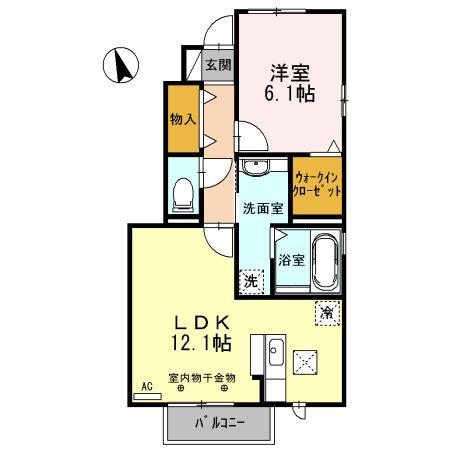 LIEN(1LDK/1階)の間取り写真