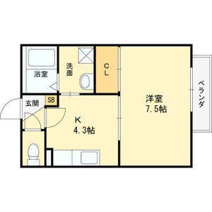 ハイツディオ(1K/1階)の間取り写真