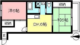 サンハイム西調布(2DK/2階)の間取り写真