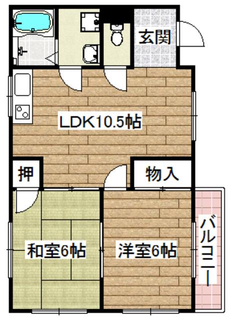 ヒルズ21(2LDK/2階)の間取り写真