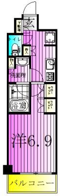パレステージ六町IV(1K/1階)の間取り写真