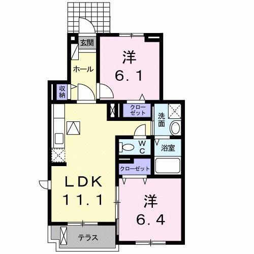 インプレスB(2LDK/1階)の間取り写真