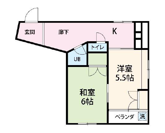 サニーマンション(2K/4階)の間取り写真