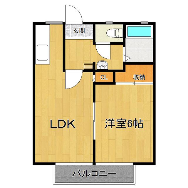 サンビレッジ千現(1LDK/2階)の間取り写真