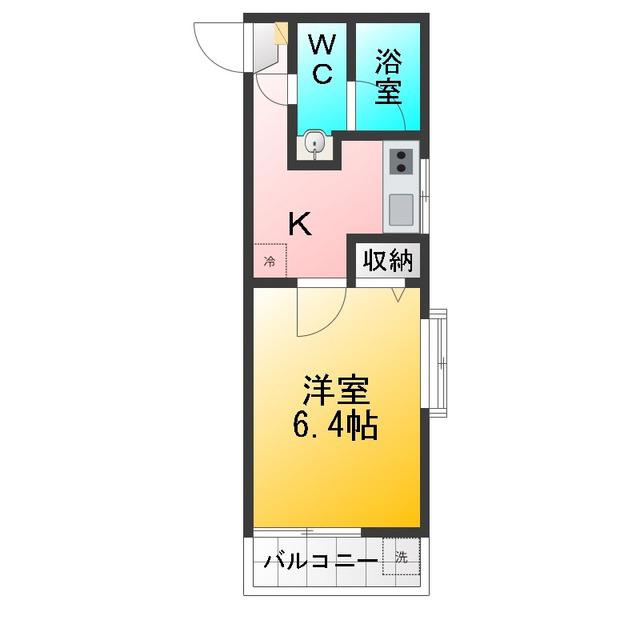ロイヤルマンション柳沢(1K/2階)の間取り写真