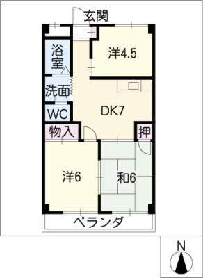 88宝里(3DK/3階)の間取り写真