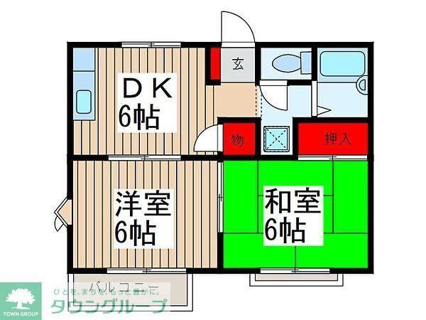 ロータスハイムIII(2DK/1階)の間取り写真