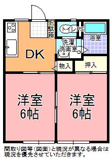 シティソノベB(2DK/1階)の間取り写真