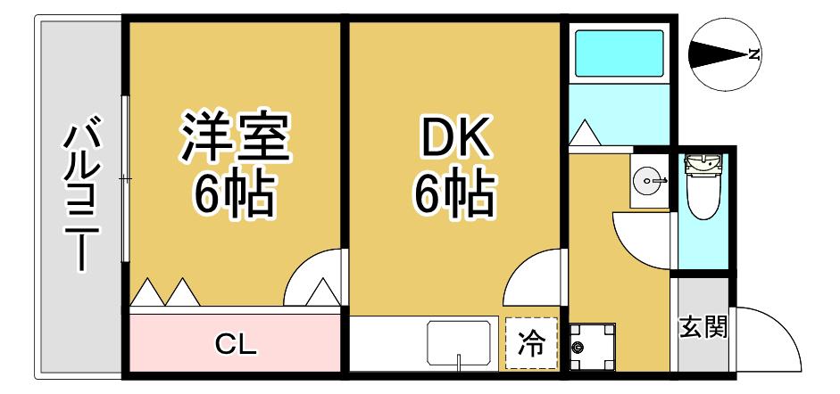 北青木ハイツ(1DK/3階)の間取り写真