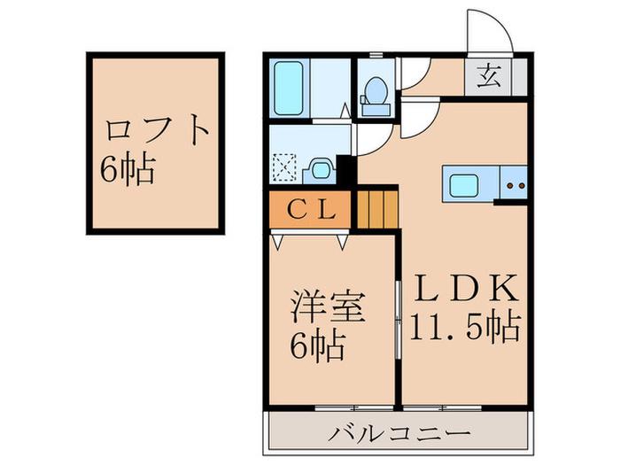 レミエ潤野E(1LDK/2階)の間取り写真