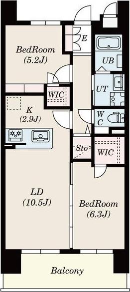 S-RESIDENCE茶屋ヶ坂イースト(2LDK/11階)の間取り写真
