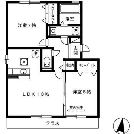 エスペラール(2LDK/1階)の間取り写真