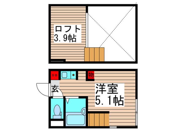 カリーノフォンターナII(ワンルーム/2階)の間取り写真
