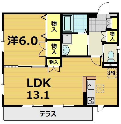 PLEASANTVILLE(1LDK/1階)の間取り写真