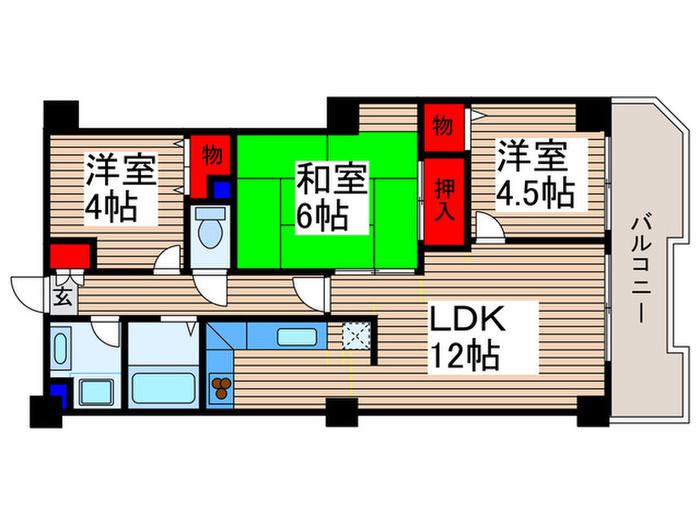 セレブラール蕨(3LDK/1階)の間取り写真