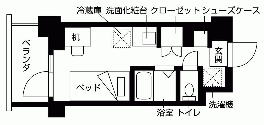 レジディア浦安III(ワンルーム/2階)の間取り写真