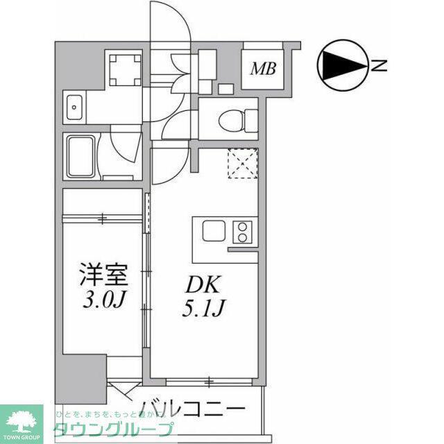 シーフォルム住吉(1DK/8階)の間取り写真