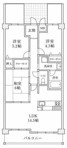ストリームサイド甲子園(3LDK/2階)の間取り写真