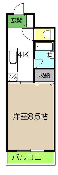 アーバン葛島(1K/4階)の間取り写真