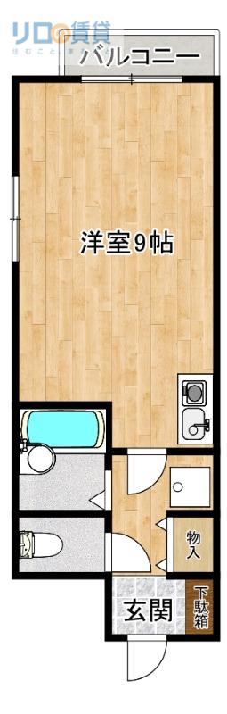 ダンディライオン宝塚(ワンルーム/3階)の間取り写真