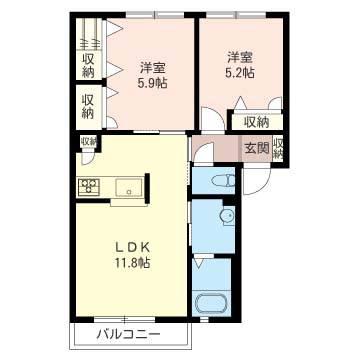 GIRASOLE-EST(2LDK/1階)の間取り写真