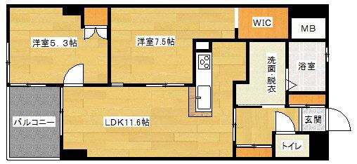 ベルコート東原(2LDK/4階)の間取り写真