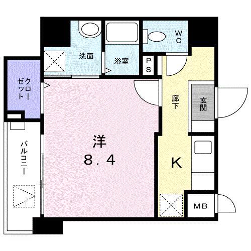 パサージュ(1K/4階)の間取り写真