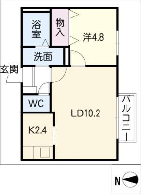 コウジィーコート金山(1LDK/1階)の間取り写真