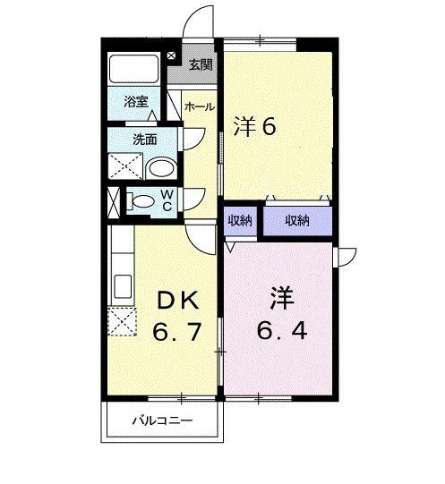 パルシェハイム21(2DK/2階)の間取り写真