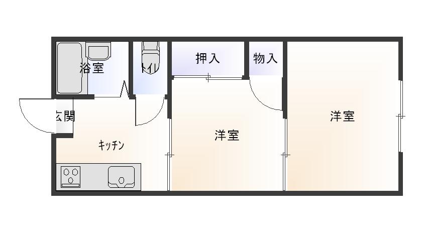 リブレ学園前(2DK/1階)の間取り写真