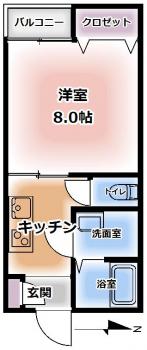 オクトカーサ総社(1K/2階)の間取り写真