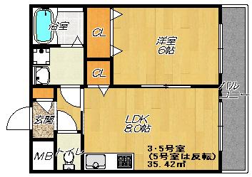ディアコート・ソレイユⅡ(1LDK/3階)の間取り写真