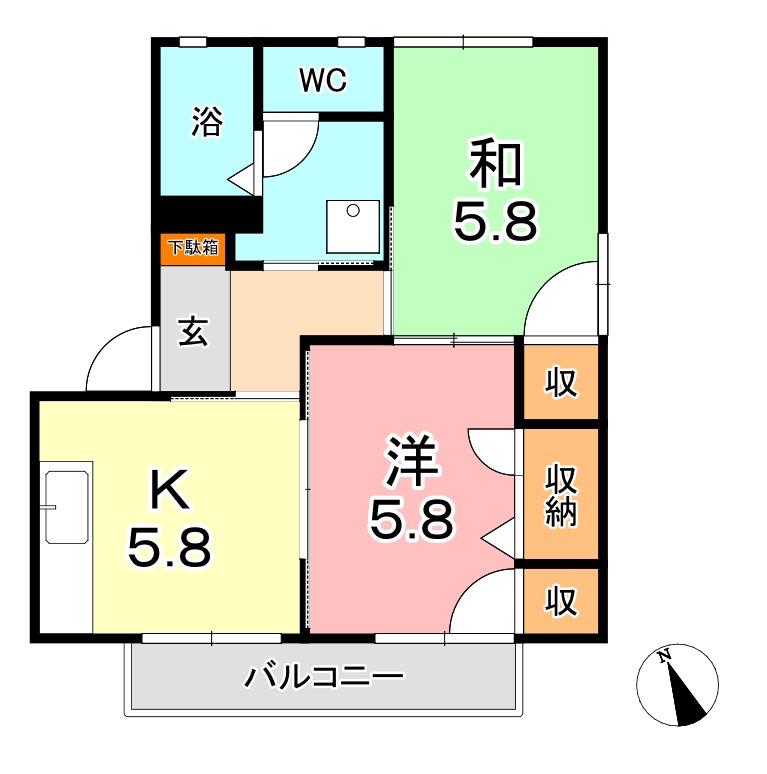 ボーネンA棟(2DK/1階)の間取り写真