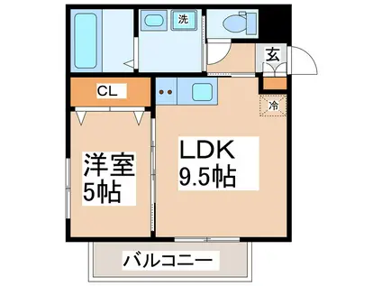 VERENA保田窪本町(1LDK/2階)の間取り写真