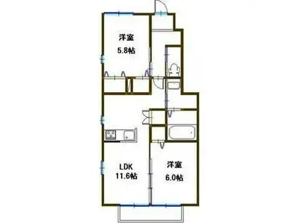 ラ ヴィータローザ(2LDK/1階)の間取り写真