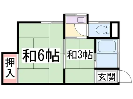 鈴蘭荘(2K/1階)の間取り写真