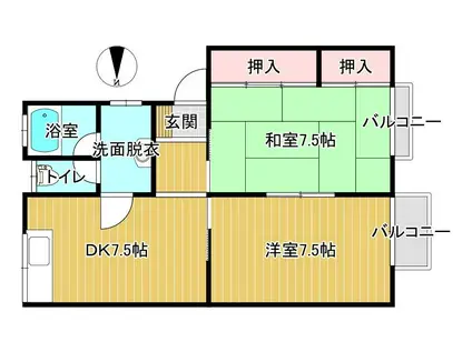 ホープハイツII(2DK/1階)の間取り写真