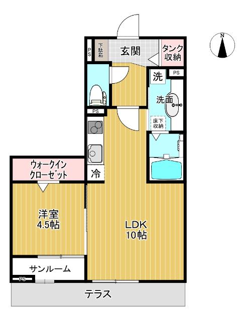 ミライエ・ルッソ(1LDK/1階)の間取り写真