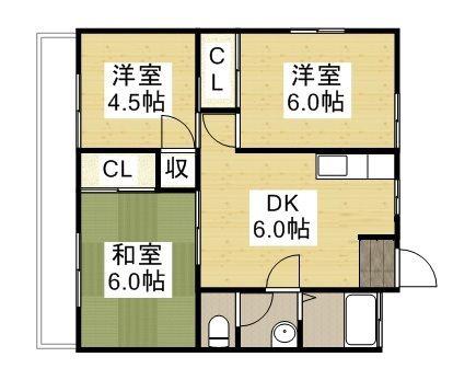 コーポ田上(3DK/2階)の間取り写真
