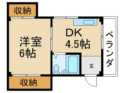 グリーンハイツ(1DK/3階)の間取り写真