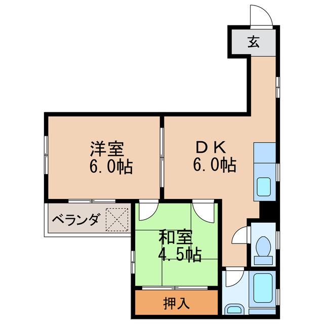 正起ビル(2DK/3階)の間取り写真