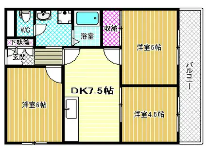 ヴィラ グレイス(3DK/1階)の間取り写真