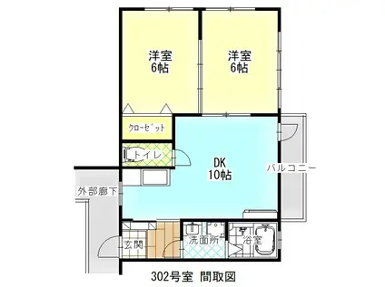 村田ビル(2DK/3階)の間取り写真