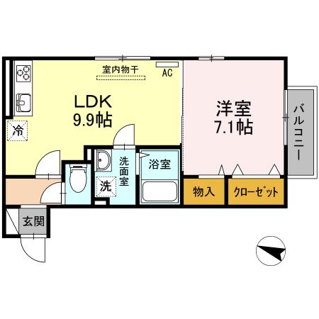 アヴァンサール 優(1LDK/2階)の間取り写真
