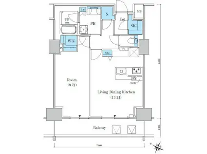 ロイヤルパークスER万代(1LDK/8階)の間取り写真