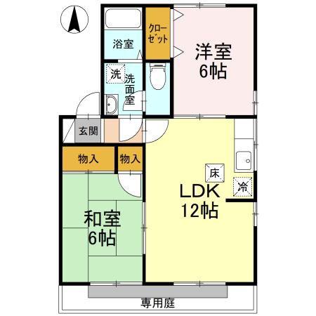 ヴィラージュ・95 B棟(2LDK/1階)の間取り写真